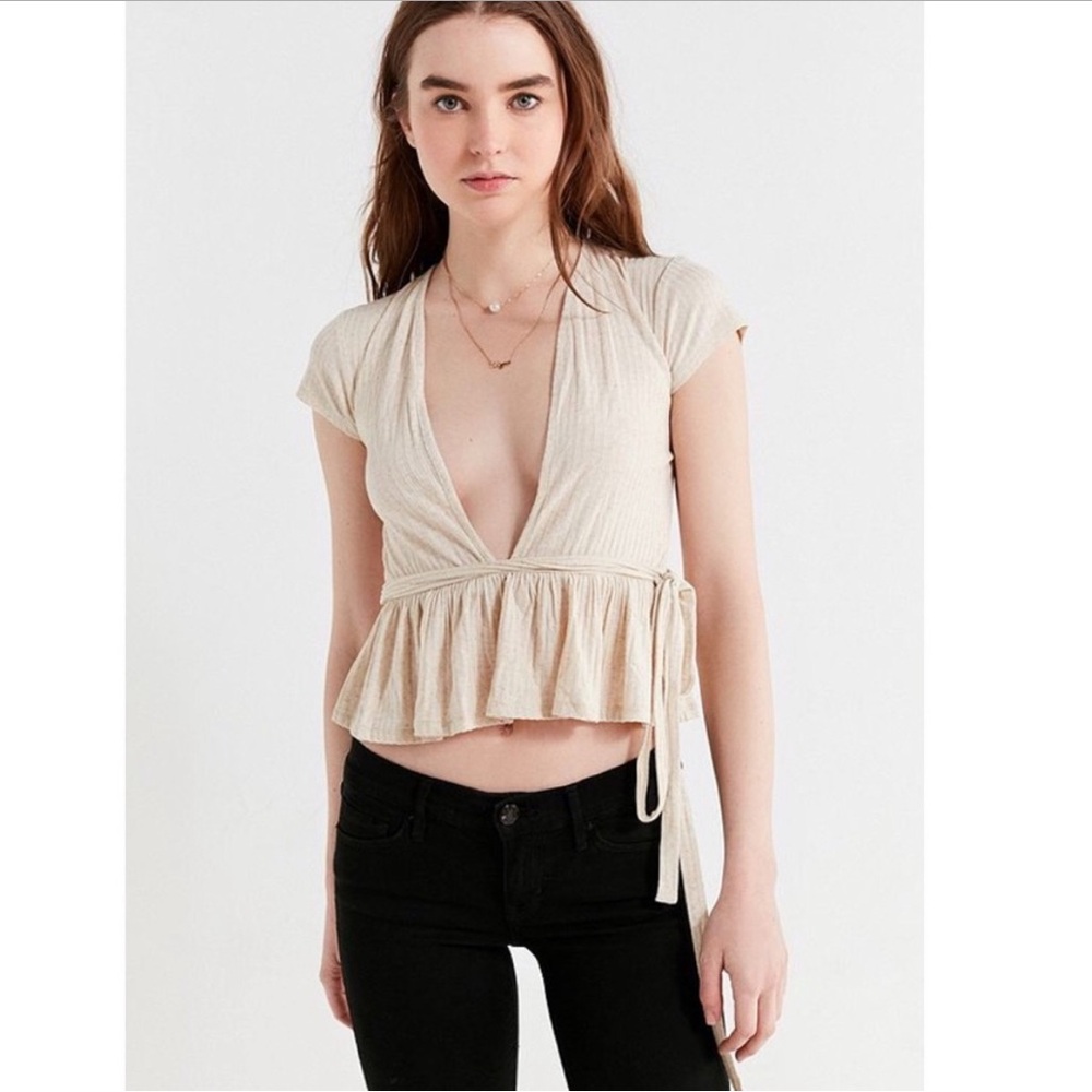 UO - Urban Outfitters - Meant to Be Plunging Tie Front Top